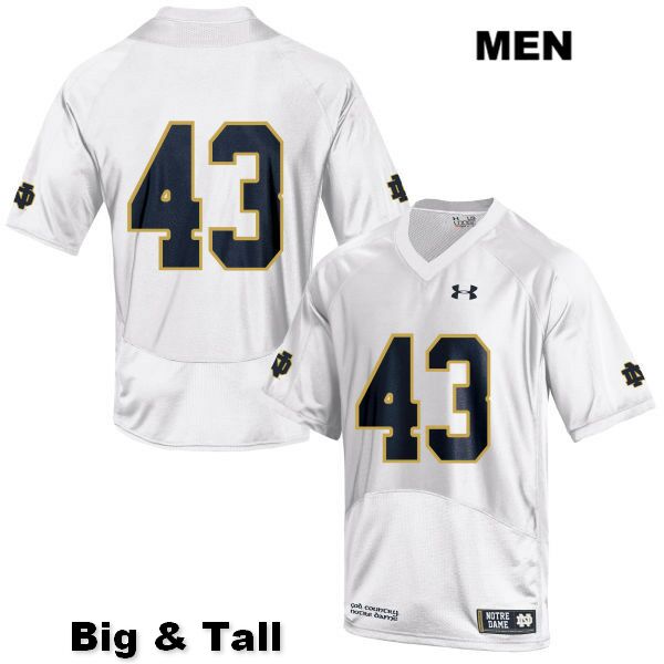 Men's NCAA Notre Dame Fighting Irish #43 Greg Mailey Stitched College Under Armour Authentic White Big & Tall No Name Football Jersey PO10P31QB